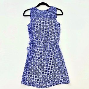 Vince Camuto Sleeveless Blue Drawstring Mini Dress